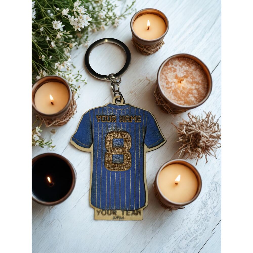 Wooden keychains laser cut engraved handmade. Add your child's name and team